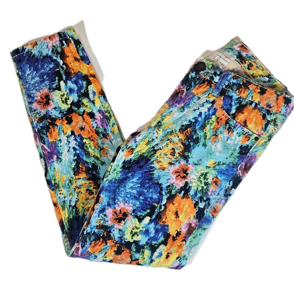 Philosophy Skinny Jeans Womens 2 Multicolor Abstract‎ Floral Print Stretch Pants